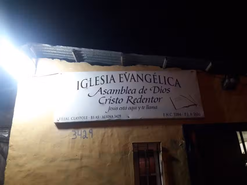 IGLESIA EVANGELICA ASAMBLE DE DIOS CRISTO REDENTOR;FILIAL CLAYPOLE